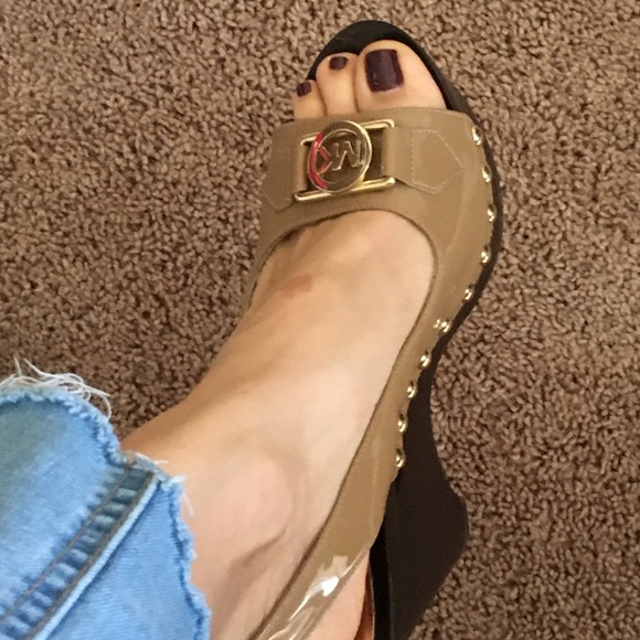 MICHAEL Michael Kors Shoes - Stud Taupe/Tan  platform heels